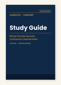 Illinois PSC Study Guide — Digital Edition cover (navy book mockup on cream)